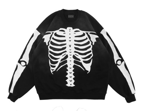 Skull Print Crew Neck Sweatshirt