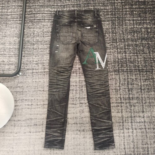 1:1 quality version Leopard print appliquéd monogrammed jeans