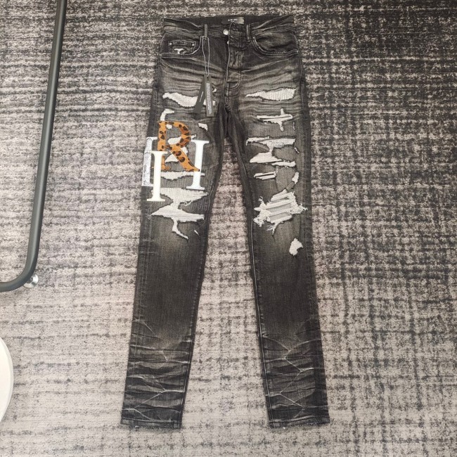 [Buy One Get One Free]  1:1 quality version Leopard print appliquéd monogrammed jeans
