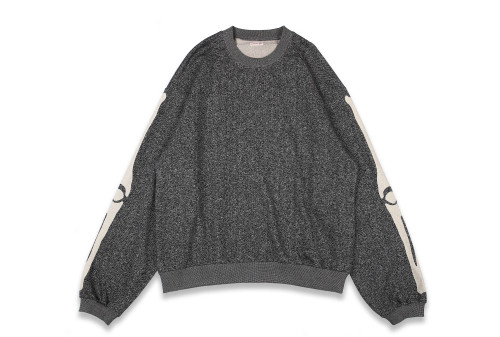 Skeleton Flower Sleeve Crew Neck Sweatshirt