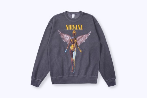 Wings Portrait Embroidery Crew Neck Sweatshirt