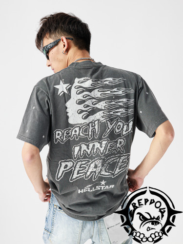 Skull corrosion slogan printed tee