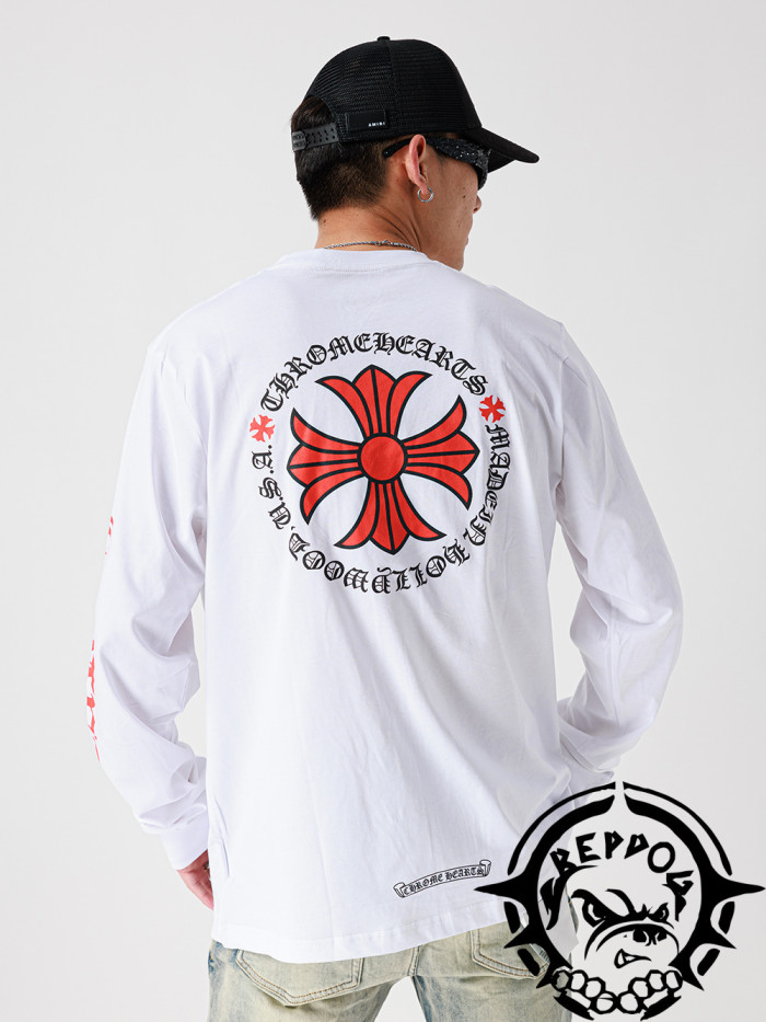 1:1 quality version Circle Red Cross Sanskrit Long Sleeve Tee 2 Colors