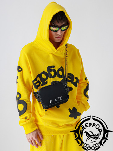 Black letters pentagram yellow hoodie