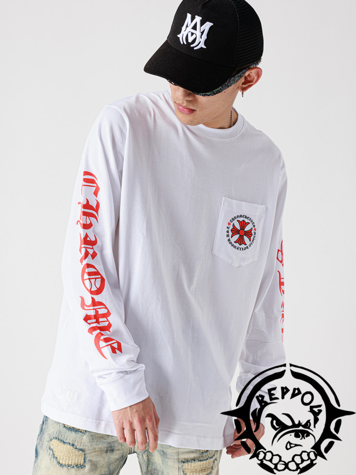 1:1 quality version Circle Red Cross Sanskrit Long Sleeve Tee 2 Colors