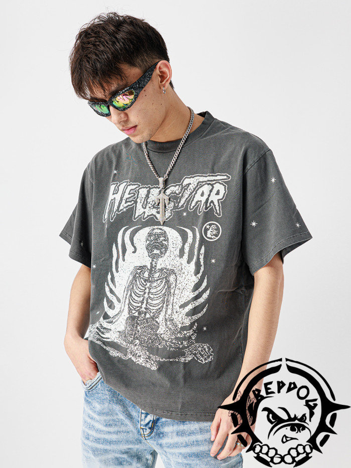 Skull corrosion slogan printed tee