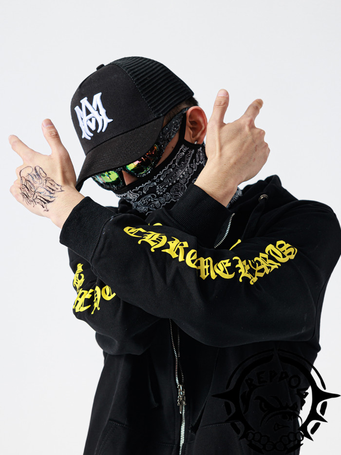 Yellow dagger print zipper hoodie