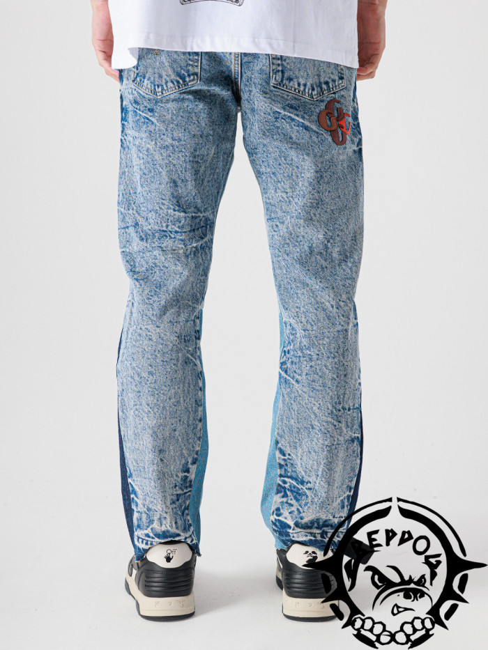 [buy more save more]1:1 quality version Logo patch jeans spliced on both sides