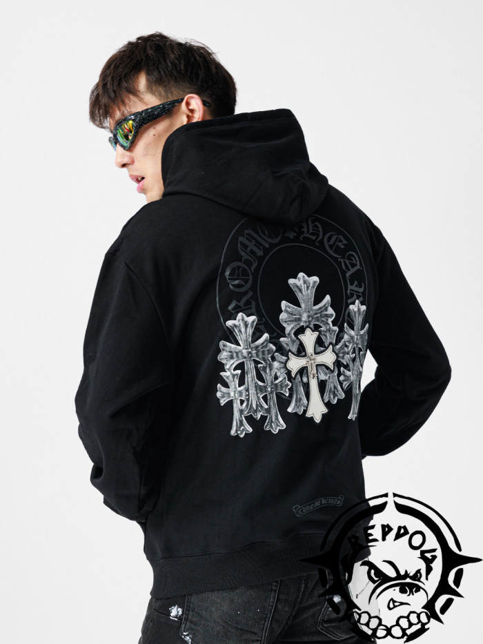 Hooded Sweatshirt with Multi Cross Print on the Back