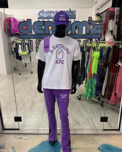 1:1 quality version Splattered Ink Patchwork Pants Purple