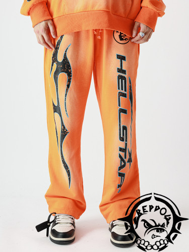 Classic Orange Half Face Washed Sweatpants