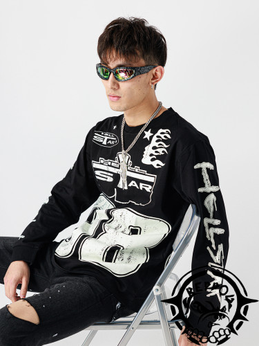 Front Cross Back 8 Printed Long Sleeve Tee