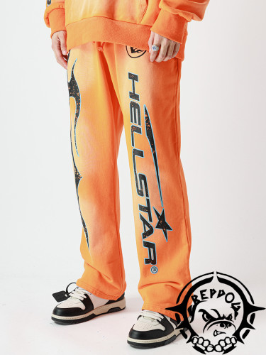 Classic Orange Half Face Washed Sweatpants