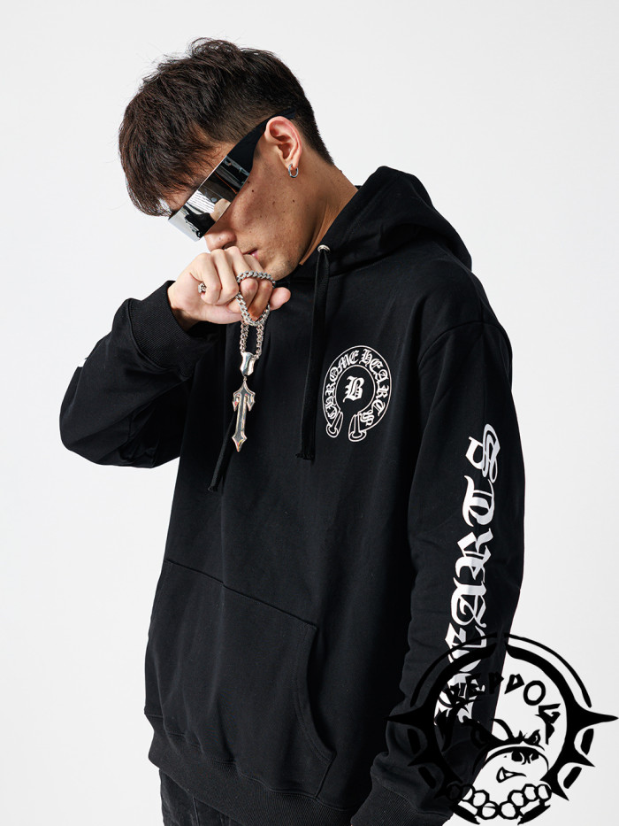 [Buy More Save More]High Street Sanskrit Cross Print Hoodie 2 colors