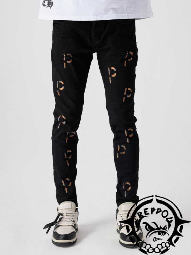 1:1 quality version Monogrammed Dark Black Jeans