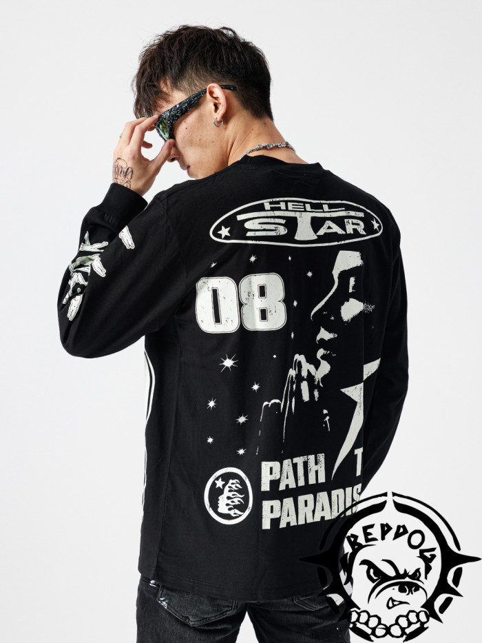 [50% Off]Front Cross Back 8 Printed Long Sleeve Tee 22742954