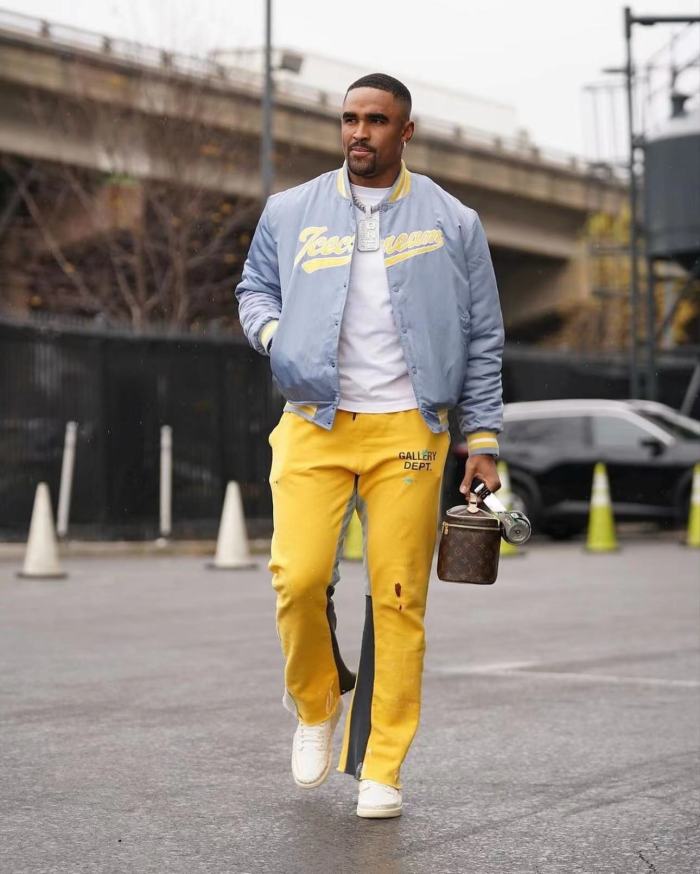 1:1 quality version Splattered Ink Patchwork Pants Yellow