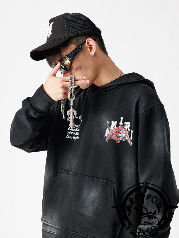 [buy more save more] 1:1 quality version Cotton terry symmetrical printed hooded sweatshirt