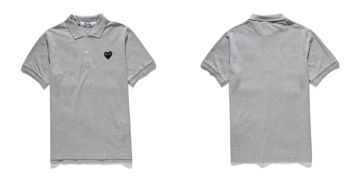 Classic black heart embroidered polo shirt 3 colors