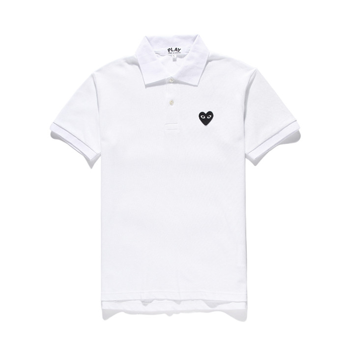 Classic black heart embroidered polo shirt 3 colors