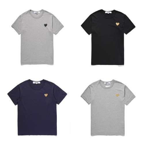 Single heart solid color embroidery tee 10 colors