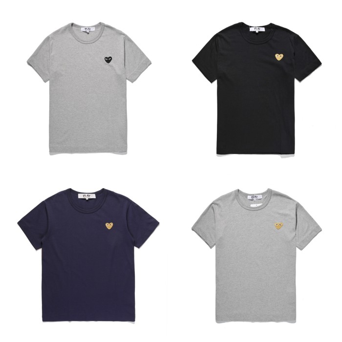 [50% Off]Cdg Play Single heart solid color embroidery tee 10 colors 23140341