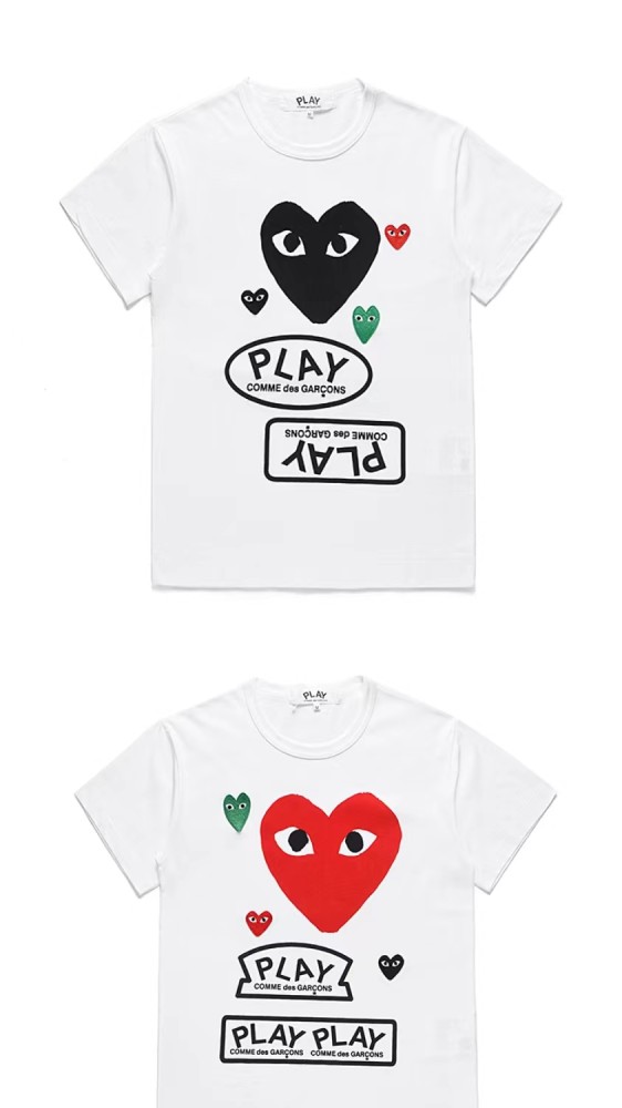 [50% Off]Cdg Play Two Color Heart Round Neck T-shirt 22979754