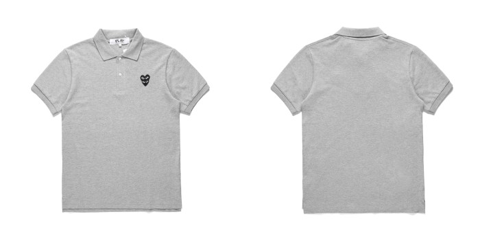 Overlapping hearts embroidered polo shirt 3 colors