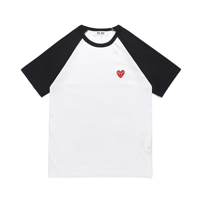 [50% Off]1:1 quality version Tricolor Patchwork Red Heart  T-shirt 3colors 22982288