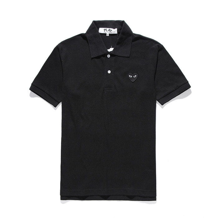 Classic black heart embroidered polo shirt 3 colors