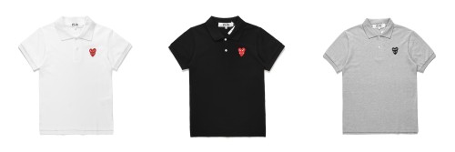 Overlapping hearts embroidered polo shirt 3 colors
