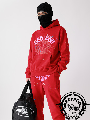 Young Thug Sp5der-Pink digital red hoodie