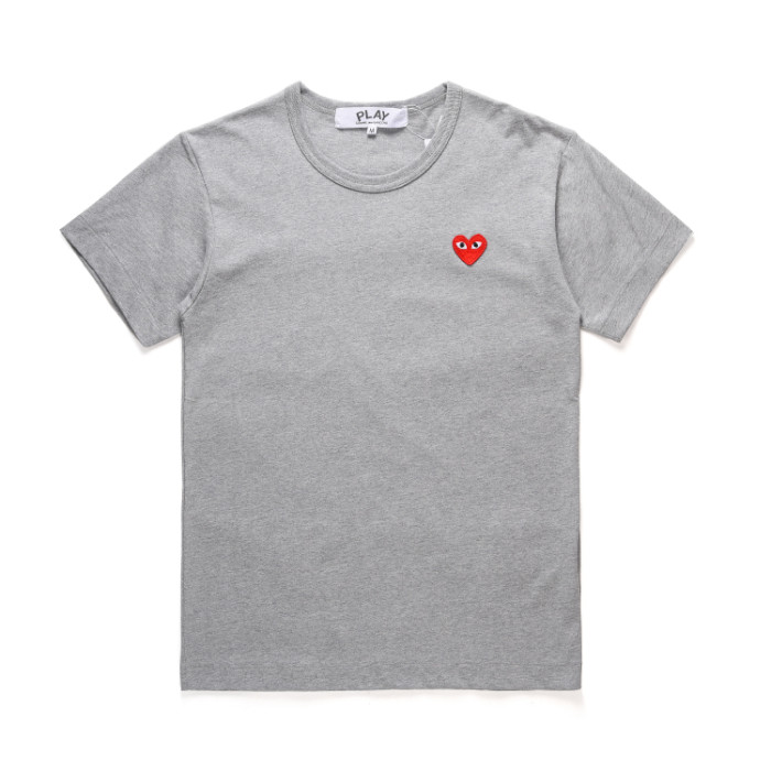 [50% Off]Cdg Play Red Heart Embroidered Grey Tee 22980695