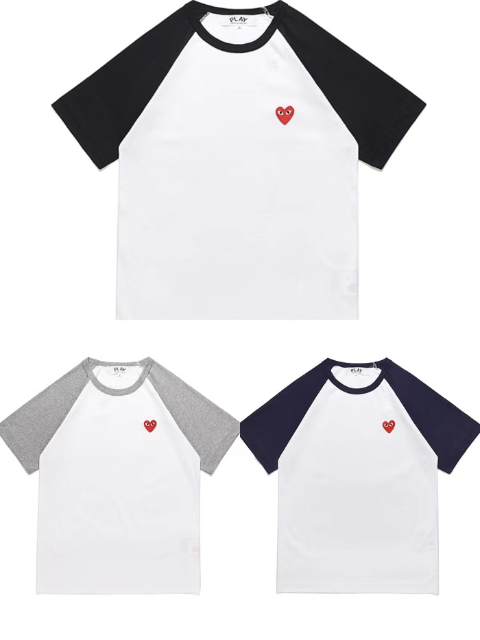 [50% Off]1:1 quality version Tricolor Patchwork Red Heart  T-shirt 3colors 22982288
