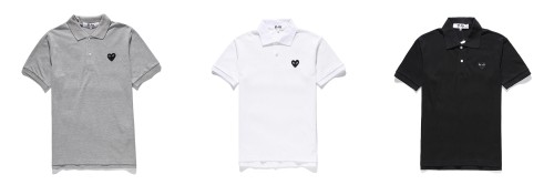 Classic black heart embroidered polo shirt 3 colors