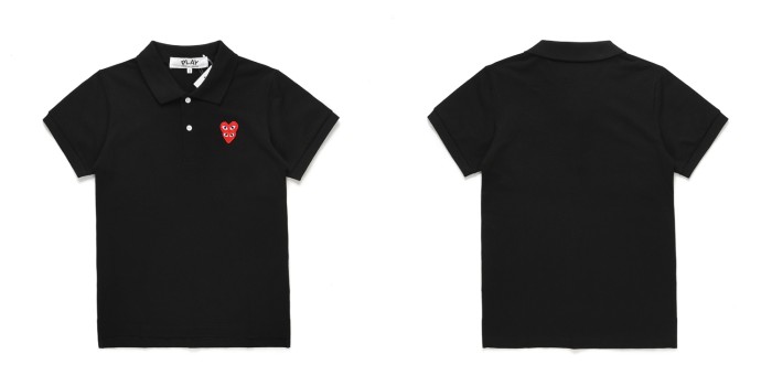 Overlapping hearts embroidered polo shirt 3 colors