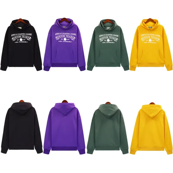 Vintage Chest Print Hooded Sweatshirt 4 colors