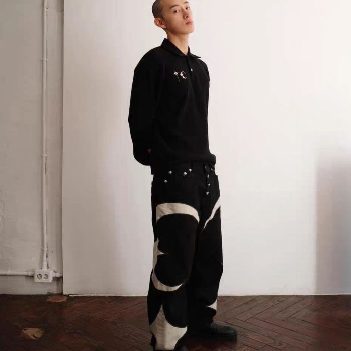 American Embroidered Patchwork Jeans 2 colors