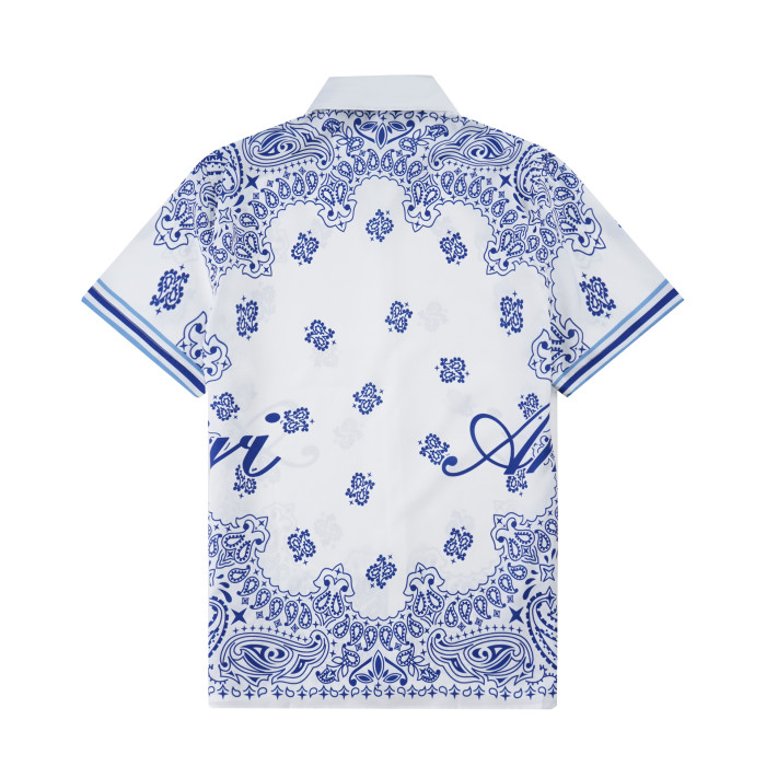 Classic Floral Colorblocking Couple's Printed Shirt 2 colors