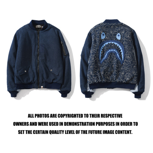 Shark's Head Tangle Style Washed Baseball Jacket