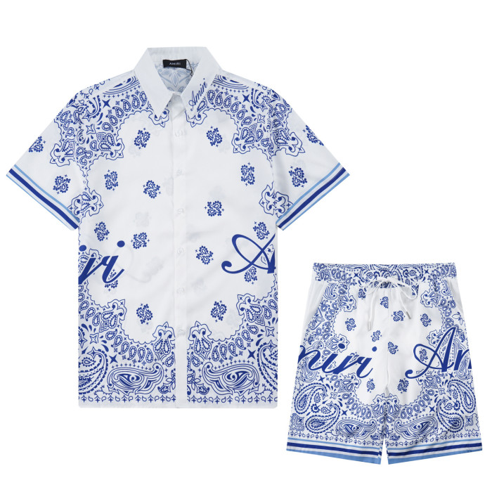 Classic Floral Colorblocking Couple's Printed Shirt 2 colors