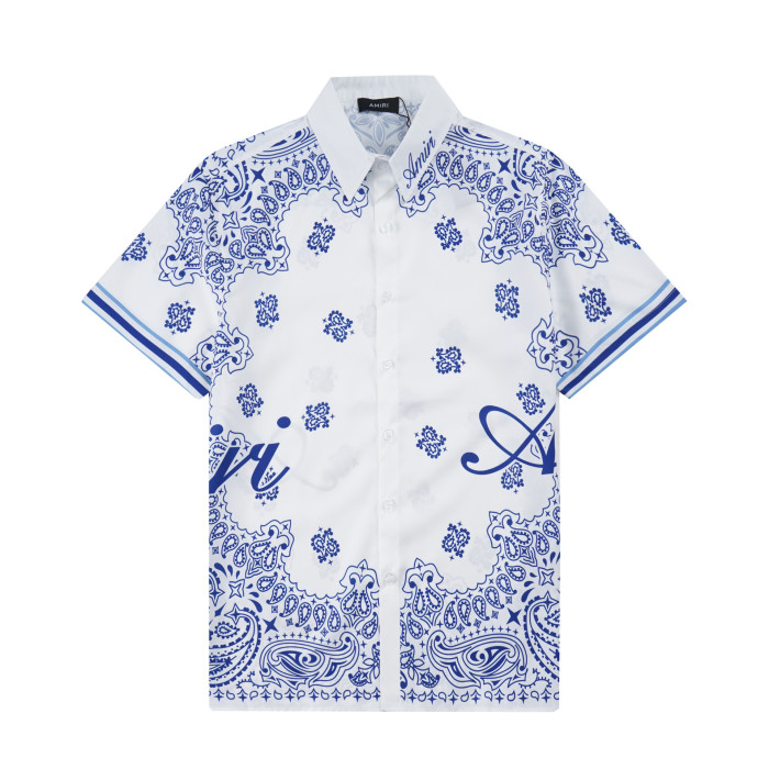 Classic Floral Colorblocking Couple's Printed Shirt 2 colors