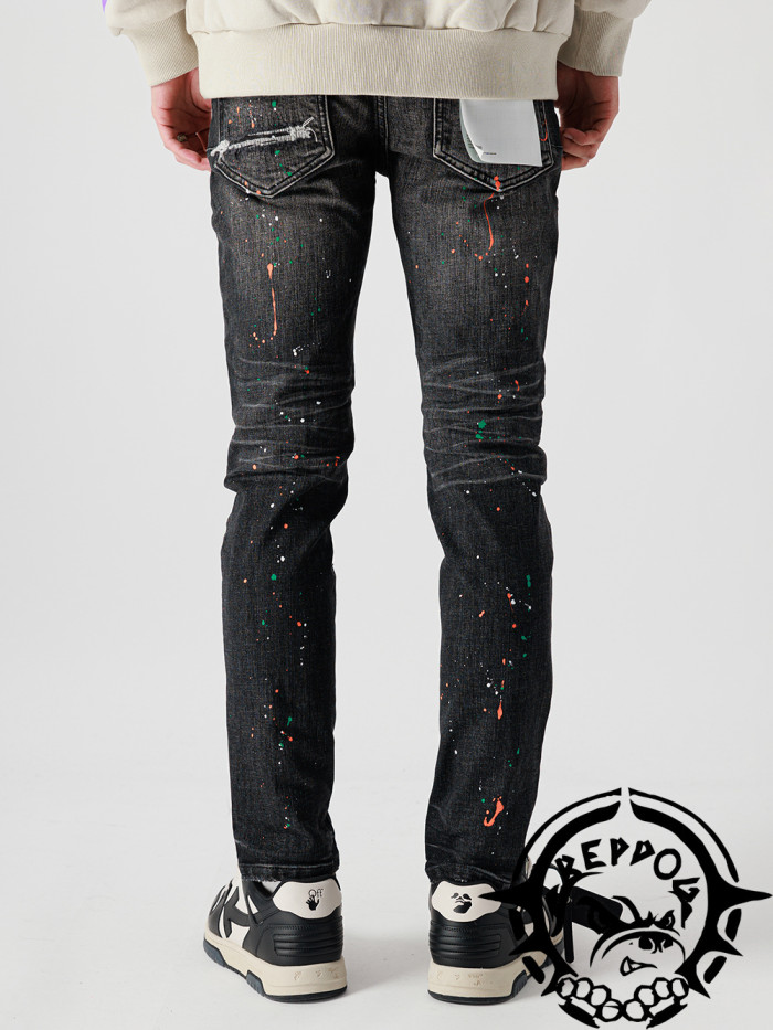 1:1 quality version Ripped Inkjet  black color Jeans
