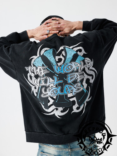 Earth Portrait Print Crew Neck Sweatshirt