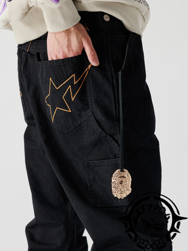 [buy more save more] Big Eye Tiger Embroidered Loose Pants 2 colors