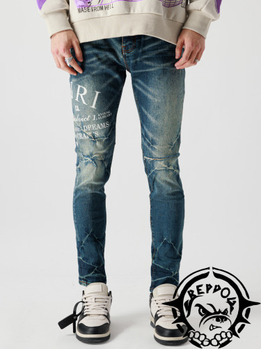 1:1 quality version Big & Small English Print Jeans