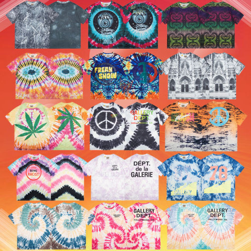 Vintage Washed Colorful Letter Tie-Dye Short Sleeve Tee 15 colors