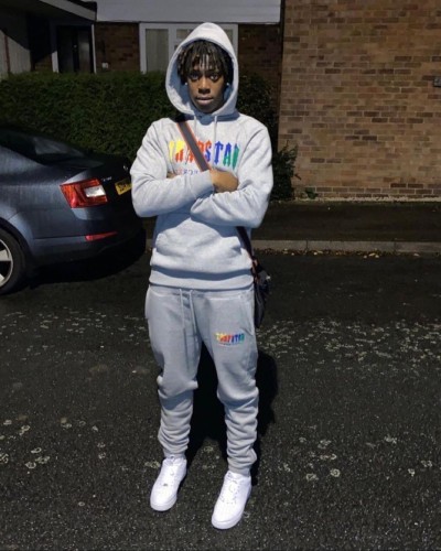 Copy Trapstar rainbow towel embroidery logo hoodie & sweatpants black & grey
