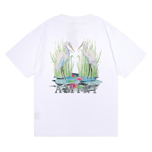 Double Cranes Playing in the Water Printed tee 2 colors