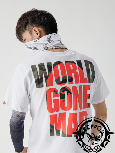 Red and green apes letter short sleeve 2 colors